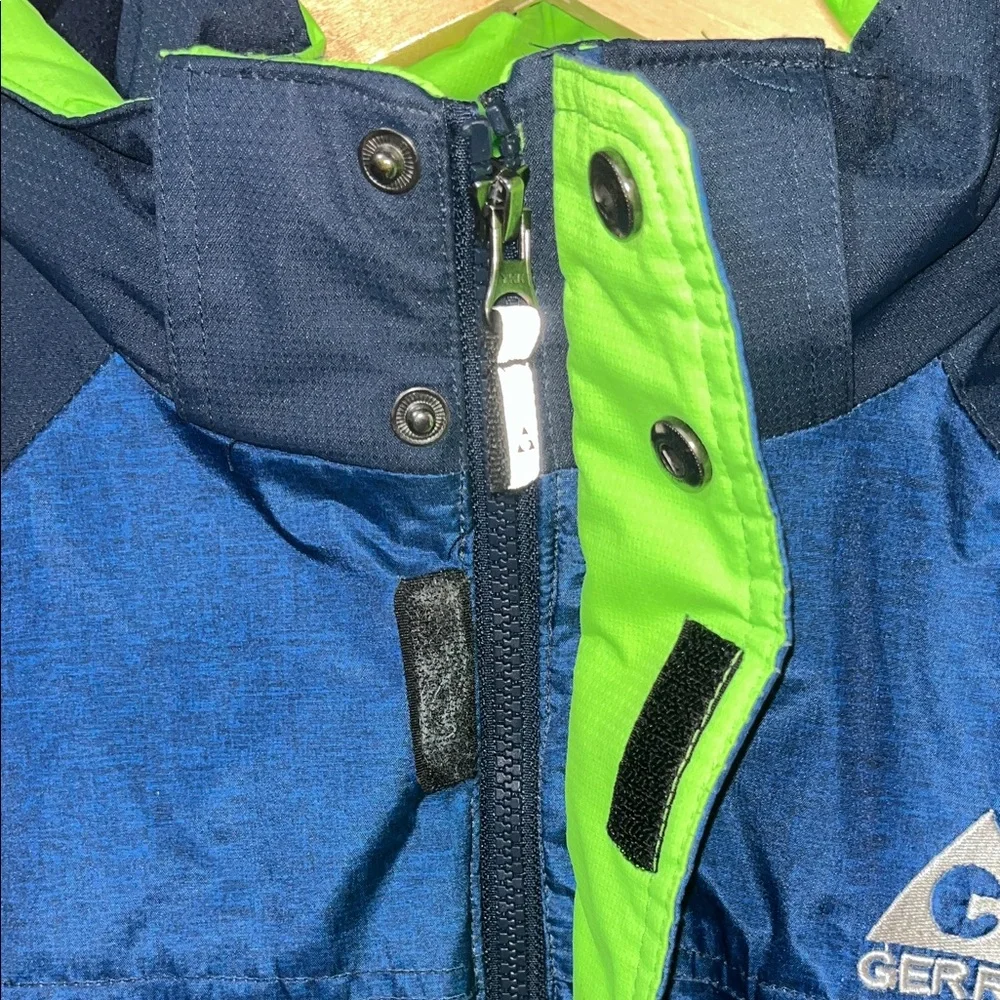 Gerry Insulated Blue and Green Jacket Removable Hood Size Large